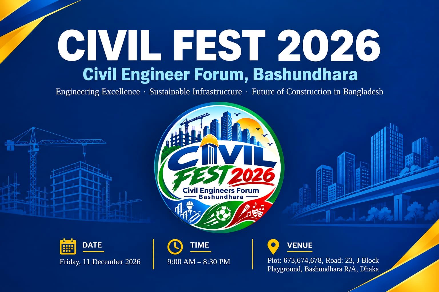 CIVIL FEST 2026 — Friday, 11 December 2026, Plot 673, 674 & 678, Road 23, J Block, Bashundhara R/A, Dhaka